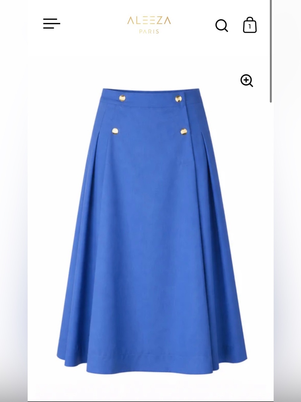 Aleeza Paris Royal Blue A-Line Maxi Skirt with Gold Buttons